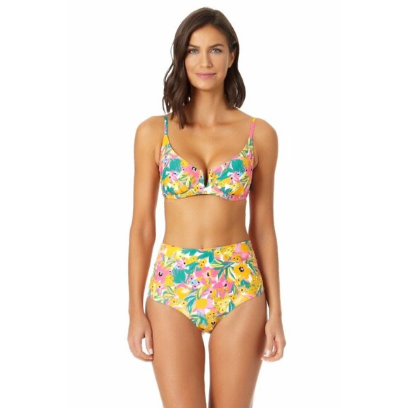 Anne Cole Swimsuit Bikini Two Piece Sunshine Floral Size XXL UPF 50 - Picture 13 of 14